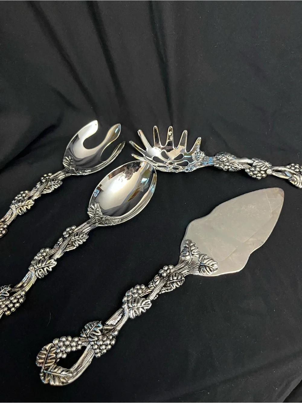 VTG Godinger Silver Art Grape Hostess Serving Set 4PC Salad Pasta Pie Server